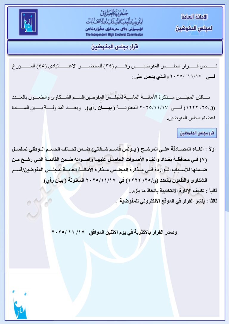 بينهم يونس شغاتي.. المفوضية تلغي المصادقة على مرشحين للانتخابات وتحجب أصواتهم