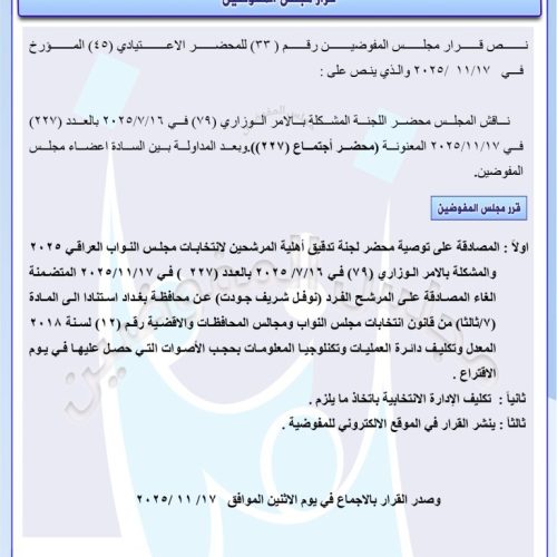بينهم يونس شغاتي.. المفوضية تلغي المصادقة على مرشحين للانتخابات وتحجب أصواتهم