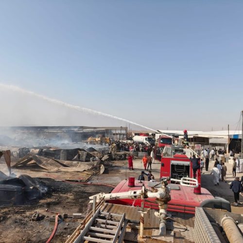 السيطرة على حريق اندلع في ساحة مزاد سفوان لبيع الأثاث جنوبي البصرة