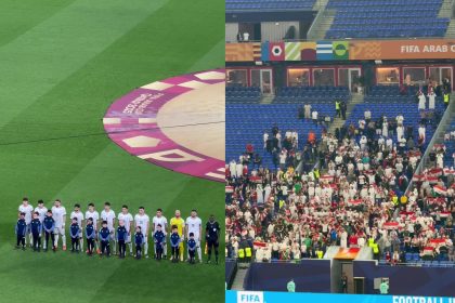 انطلاق مباراة المنتخب الوطني العراقي امام نظيره البحريني في بطولة كأس العرب