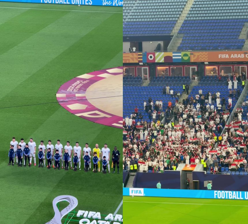 انطلاق مباراة المنتخب الوطني العراقي امام نظيره البحريني في بطولة كأس العرب