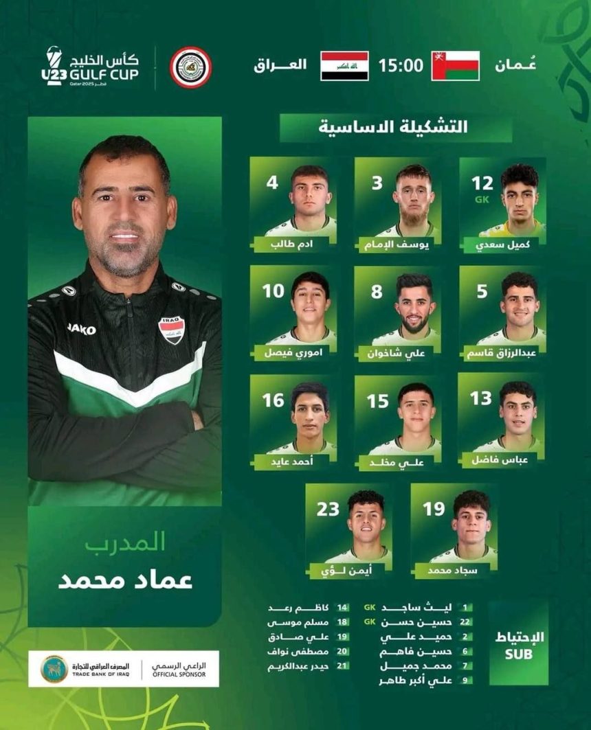 التشكيلة الرسمية لمنتخبنا الأولمبي لمواجهة عُمان ببطولة كأس الخليج