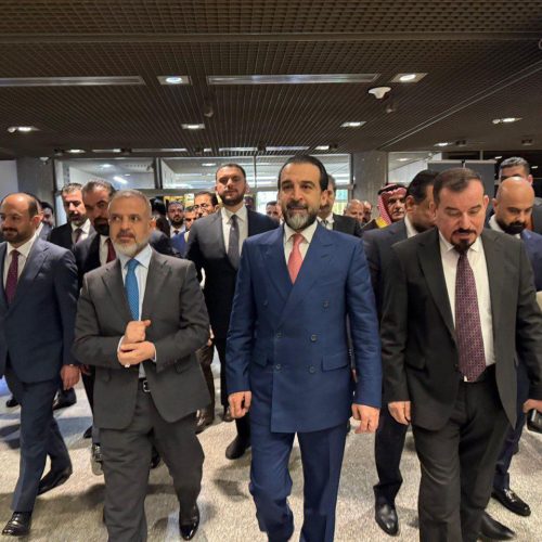 وصول رئيس حزب تقدم الرئيس محمد الحلبوسي إلى مبنى مجلس النواب