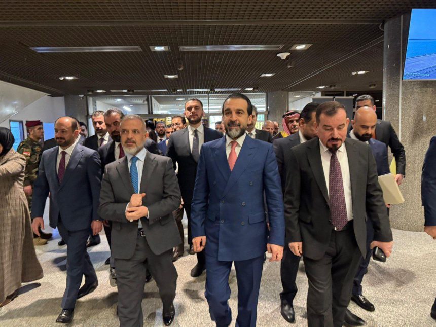وصول رئيس حزب تقدم الرئيس محمد الحلبوسي إلى مبنى مجلس النواب