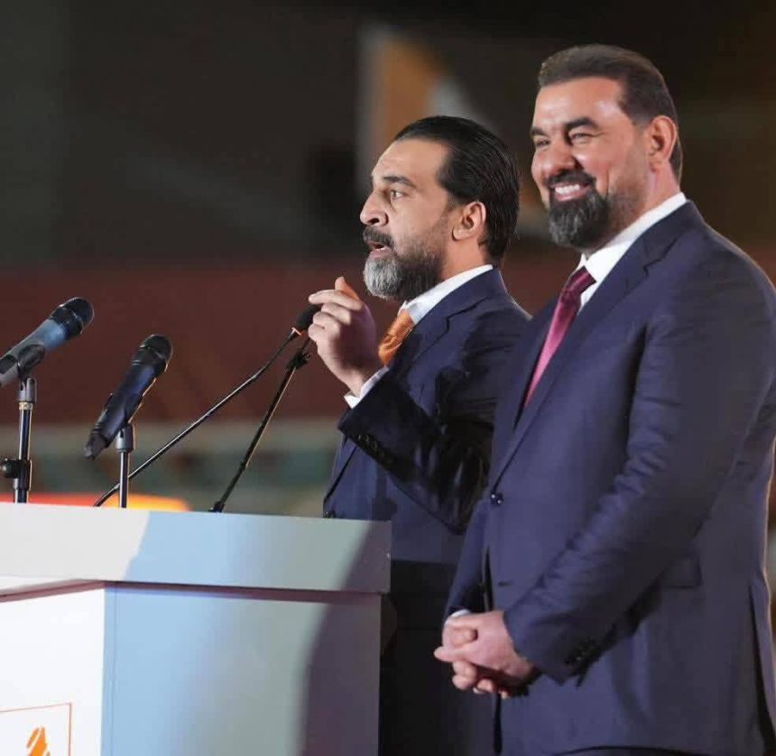 الرئيس محمد الحلبوسي يبارك لهيبت الحلبوسي انتخابه رئيسًا لمجلس النواب