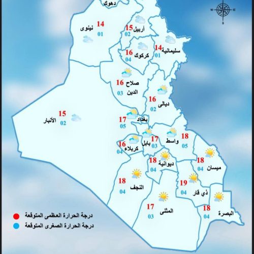 طقس العراق.. غيوم وارتفاع بدرجات الحرارة خلال الأيام المقبلة