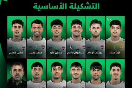 تشكيلة المنتخب الأولمبي العراقي لمواجهة نظيره الصيني في كأس آسيا