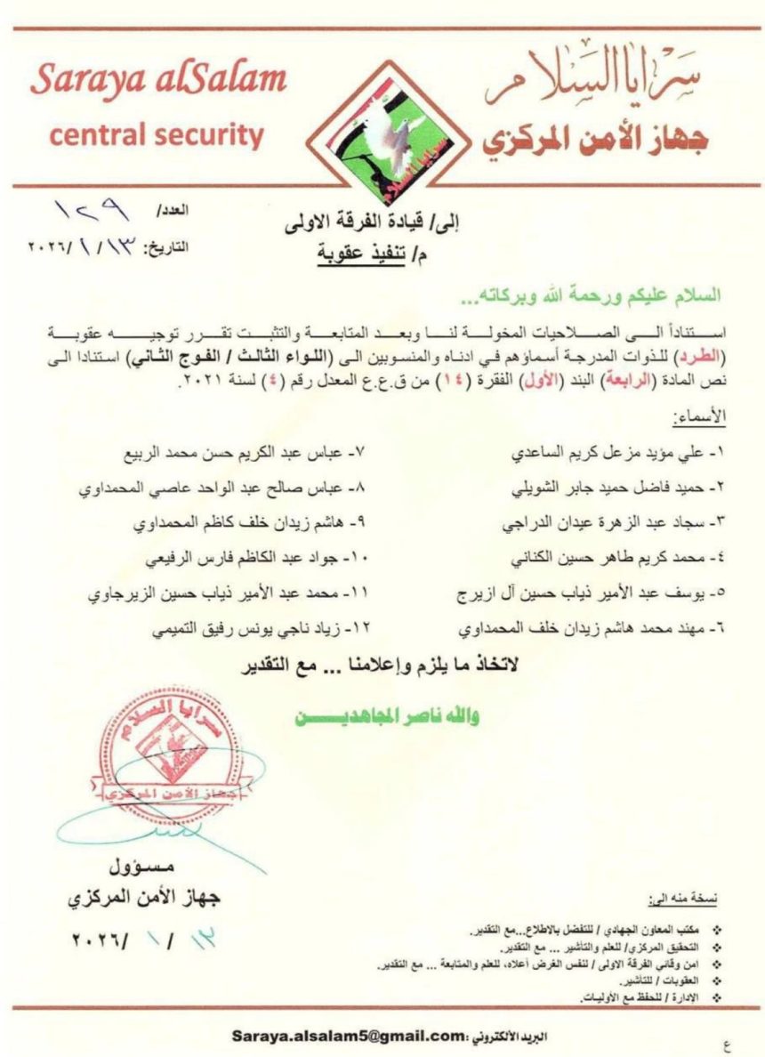 السيد الصدر يطرد 12 عنصرا من سرايا السلام بعد اشتباكات الشعب