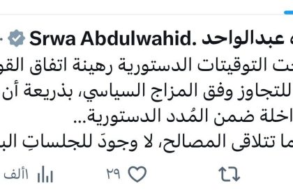 سروة عبدالواحد: التوقيتات الدستورية أصبحت قابلةً للتجاوز وفق المزاج السياسي