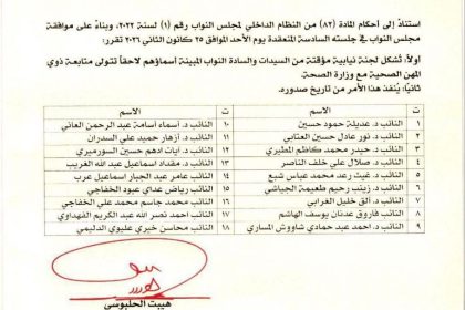 اللجنة النيابية المؤقتة لحل أزمة تعيينات المجموعة الطبية والصحية تباشر أعمالها غداً