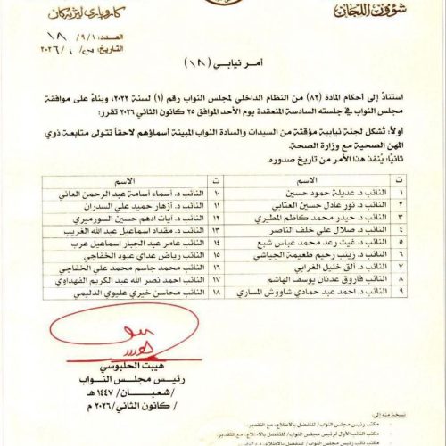 اللجنة النيابية المؤقتة لحل أزمة تعيينات المجموعة الطبية والصحية تباشر أعمالها غداً