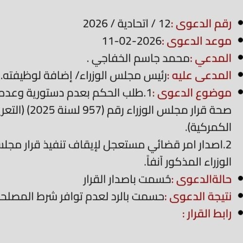 المحكمة الاتحادية تنشر قرار رد الدعوى المتعلقة بزيادة التعرفة الجمركية لعدم توفر شرط المصلحة