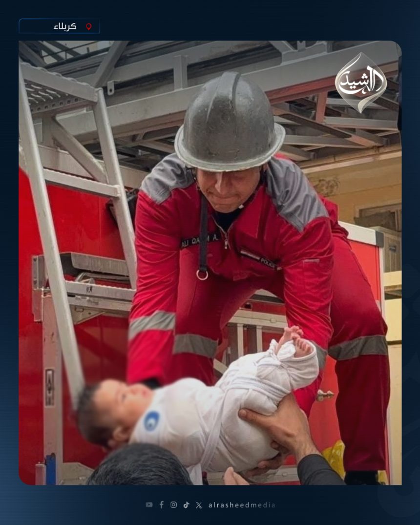 بالصور.. الدفاع المدني في كربلاء يُخلي عوائل بعد انهيار جزئي لشقق سكنية بفعل الأمطار