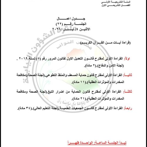 تتضمن تعديل قانون المرور.. مجلس النواب ينشر جدول أعمال جلستي الاثنين والأربعاء المقبلين