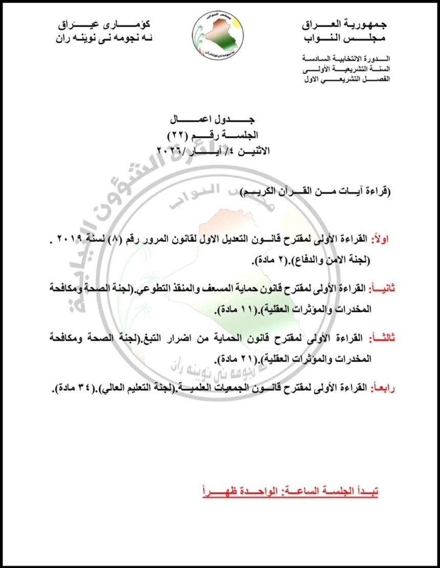 تتضمن تعديل قانون المرور.. مجلس النواب ينشر جدول أعمال جلستي الاثنين والأربعاء المقبلين