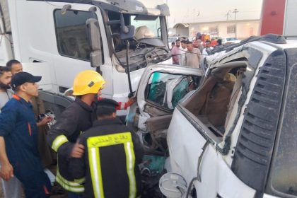 الدفاع المدني ينتشل جثامين 7 ضحايا إثر حادث مروري مروع في الديوانية