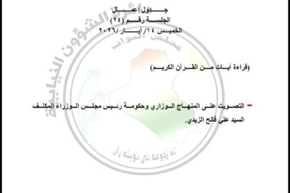 مجلس النواب يحدد غداً الخميس موعداً للتصويت على المنهاج الوزاري وحكومة رئيس الوزراء المكلف