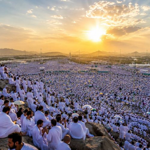 توافد الحجاج إلى صعيد عرفات لأداء الركن الأعظم من الحج