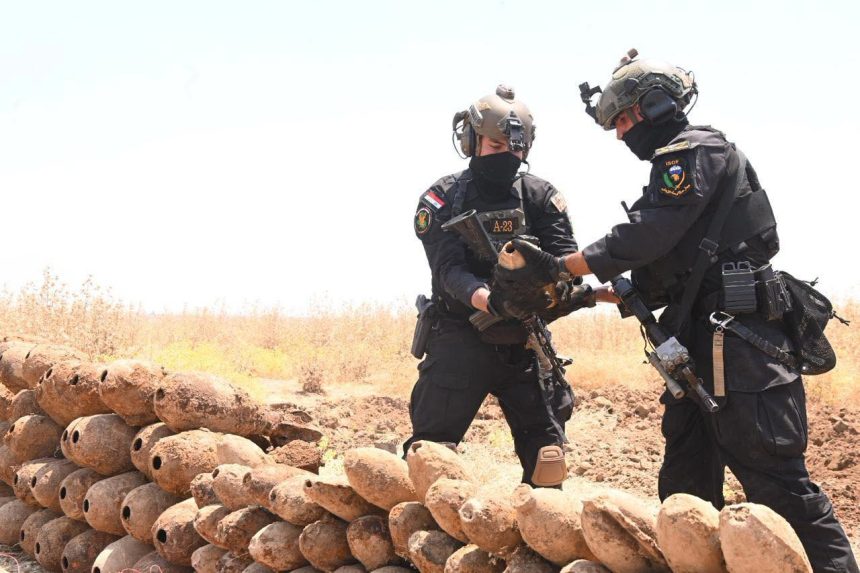 جهاز مكافحة الارهاب يضبط صواريخ وقنابر هاون وعبوات ناسفة بقضاء الحمدانية في نينوى