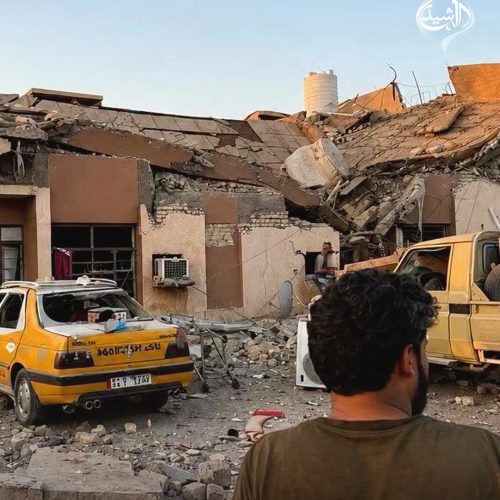بالصور.. آثار القصف على مقر الحشد الشعبي في شمال ديالى