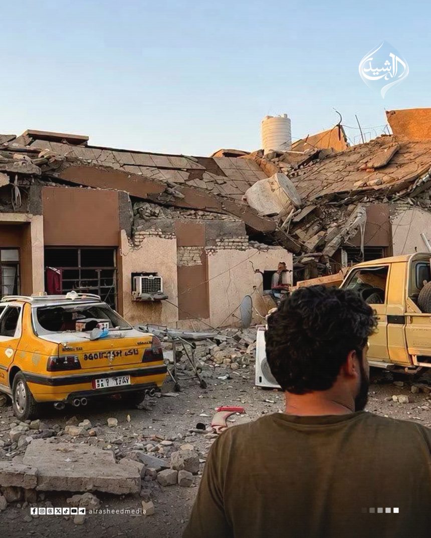 بالصور.. آثار القصف على مقر الحشد الشعبي في شمال ديالى