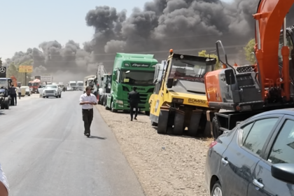 مرور أربيل: غلق طريق أربيل كركوك بسبب اندلاع حريق المستودعات