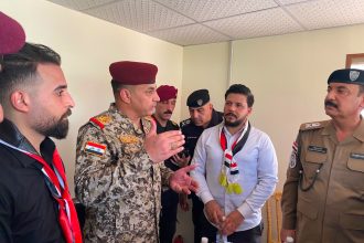 قائدا عمليات بغداد والفرقة الخاصة يلتقيان بممثلي تظاهرات الخريجين القدامى لتنسيق خط سيرهم بمنطقة العلاوي