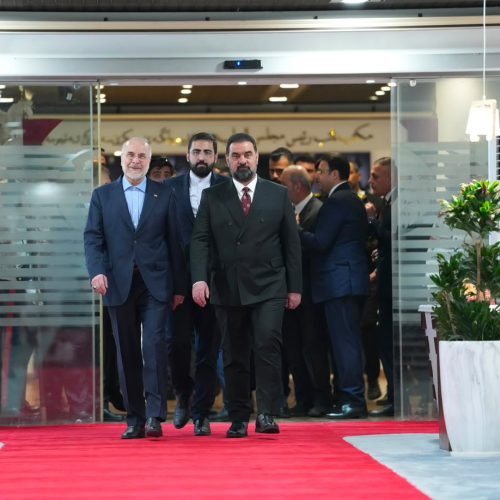 رئيس مجلس النواب يستقبل رئيسَ مجلس الشورى الإيراني محمد باقر قاليباف